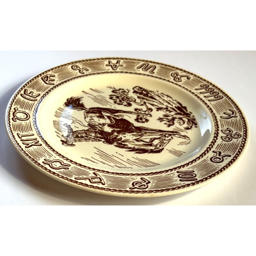 Vintage Cattle Brand Design Cowboy Horse Ceramic Plate Frisco Texas King Ranch - Picture 4 of 6
